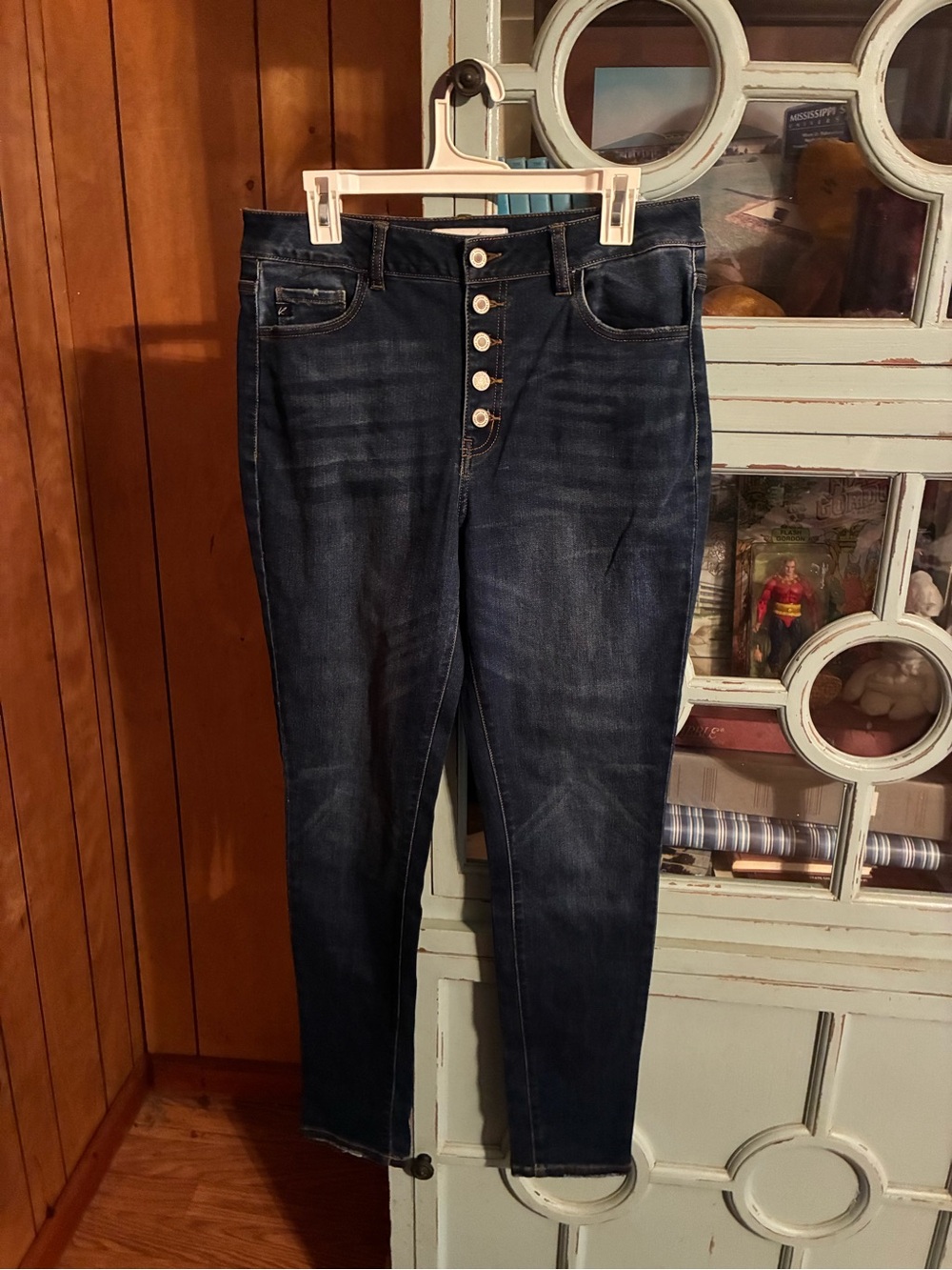 Dark Blue High-Rise Button-Fly Women’s Jeans Size 13 / 30 B18 Kancan